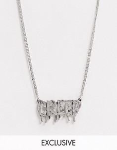 Серебристое состаренное ожерелье с подвеской "creep" Reclaimed Vintage inspired-Серебряный