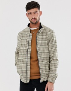 Куртка Харрингтон в бежевую клетку River Island-Светло-бежевый