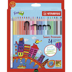 Набор цветных карандашей stabilo swans premium editional 24 цв, картон+точилка