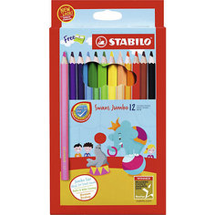 Набор цветных карандашей stabilo swans jumbo 12 цв, картон+точилка