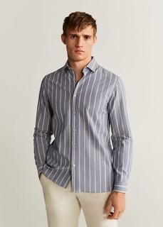 Хлопковая рубашка slim fit в полоску - Razor Mango