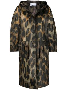 GANNI пальто с капюшоном и леопардовым принтом