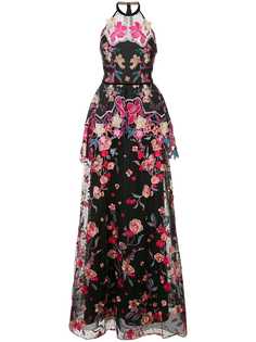 Marchesa Notte платье из органзы с вышитыми цветами