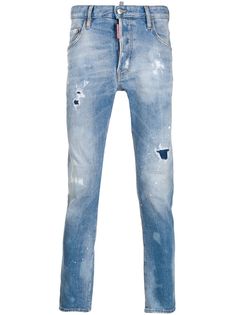 Dsquared2 джинсы с эффектом потертости и нашивками