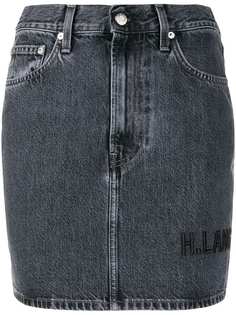 Helmut Lang джинсовая мини-юбка с вышивкой