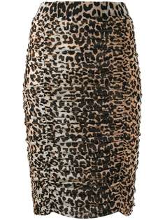 GANNI юбка-карандаш со сборками и леопардовым принтом