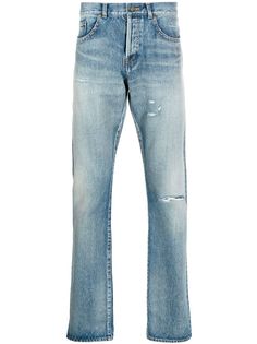 Saint Laurent джинсы прямого кроя с эффектом потертости