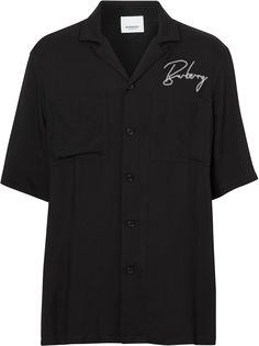 Burberry саржевая рубашка с вышитым логотипом
