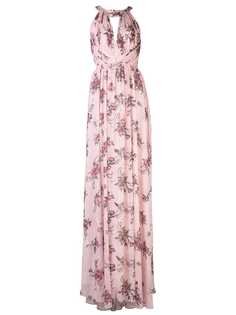 Marchesa Notte платье с вырезом халтер и цветочным принтом