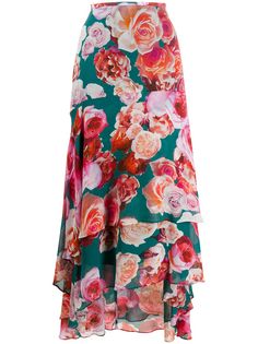 Pinko длинная ярусная юбка с цветочным принтом
