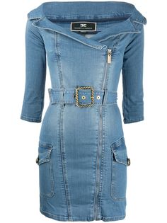 Elisabetta Franchi приталенное джинсовое платье мини
