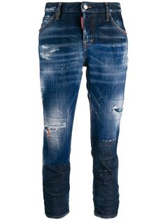 Dsquared2 укороченные джинсы с эффектом потертости