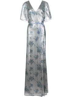 Marchesa Notte платье с цветочным принтом и пайетками
