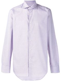Canali рубашка с косым воротником и микропринтом