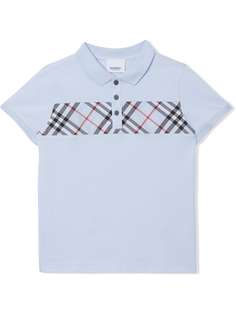 Burberry Kids рубашка-поло с клетчатой вставкой