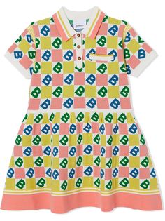 Burberry Kids платье с воротником-поло и логотипом B