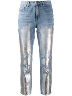 SJYP укороченные джинсы с принтом
