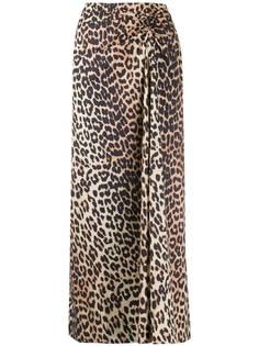 GANNI юбка с леопардовым принтом и сборками