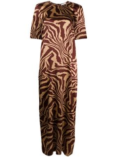 GANNI платье-трапеция с анималистичным принтом