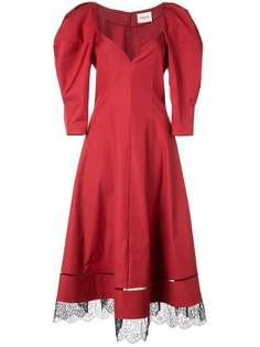 Khaite puff sleeve lace hem dress