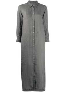 120% Lino платье-рубашка миди с длинными рукавами