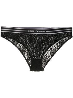 Dolce & Gabbana трусы-брифы из цветочного кружева с логотипом