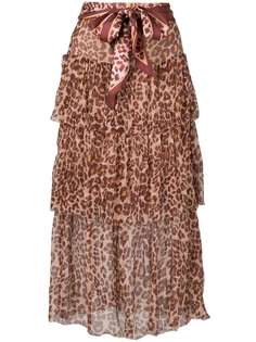 Zimmermann юбка миди с леопардовым принтом