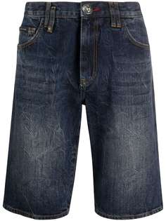 Philipp Plein джинсовые шорты Bermuda с эффектом потертости