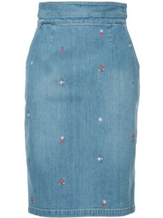 Guild Prime джинсовая юбка с цветочной вышивкой