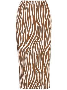 DVF Diane von Furstenberg fitted zebra print silk skirt