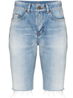 Saint Laurent джинсовые шорты с бахромой