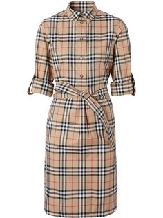 Burberry платье-рубашка в клетку Vintage Check с поясом