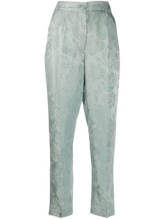 Etro жаккардовые брюки с цветочным узором