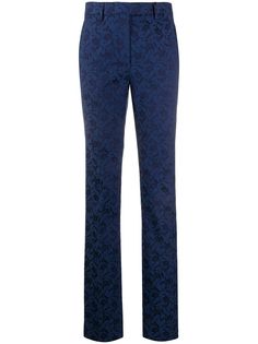 Etro жаккардовые брюки строгого кроя с цветочным узором