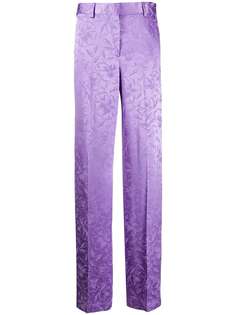 MSGM атласные брюки прямого кроя с цветочным жаккардовым узором