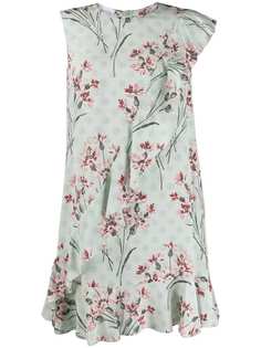 RedValentino платье с оборками и цветочным принтом