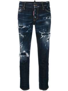 Dsquared2 укороченные джинсы с эффектом потертости
