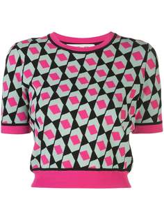 DVF Diane von Furstenberg укороченный джемпер с геометричным принтом