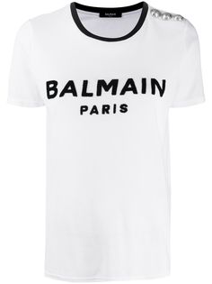 Balmain футболка с фактурным логотипом
