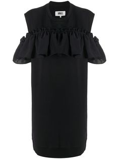 Mm6 Maison Margiela короткое платье с вырезами и оборками
