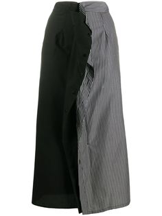 Mm6 Maison Margiela юбка миди со вставкой в полоску