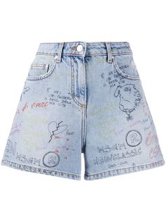 MSGM graffiti denim shorts
