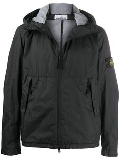 Stone Island куртка с капюшоном и жатым эффектом