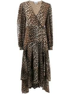GANNI платье с леопардовым принтом