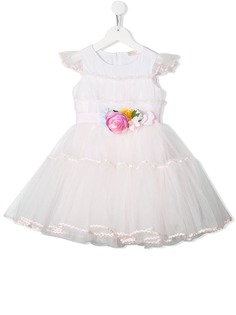 Monnalisa платье из тюля с цветочной аппликацией