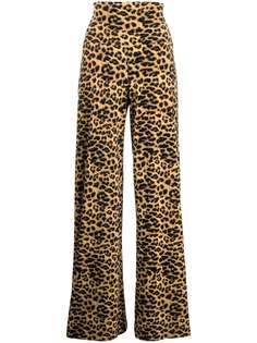 Norma Kamali расклешенные брюки с леопардовым принтом