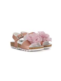 Monnalisa сандалии с цветочной аппликацией
