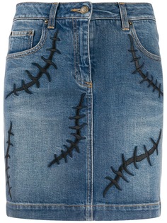 Moschino джинсовая юбка с вышивкой