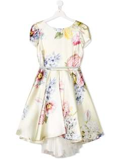 Monnalisa платье с короткими рукавами и цветочным принтом