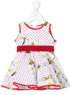 Monnalisa платье в горох с цветочным принтом